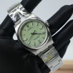 Rolex Oyster Perpetual Steel Pistachio Green Dial Steel Bezel Steel Oyster Bracelet 36mm Replica Watches - 3