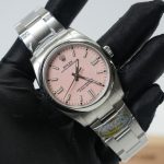Rolex Oyster Perpetual Steel Candy Pink Dial Steel Bezel Steel Oyster Bracelet 36mm Replica Watches - 3