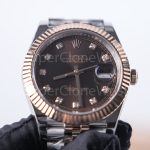 Rolex Datejust 126331 Two-Tone Rose Gold Chocolate Sunray Diamond Dial Fluted Bezel Jubilee Bracelet 41mm Replica Watches - 3