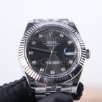 Rolex Datejust 126334 Steel Slate Grey Sunray Diamond Dial Fluted Bezel Jubilee Bracelet 41mm Replica Watches - 3