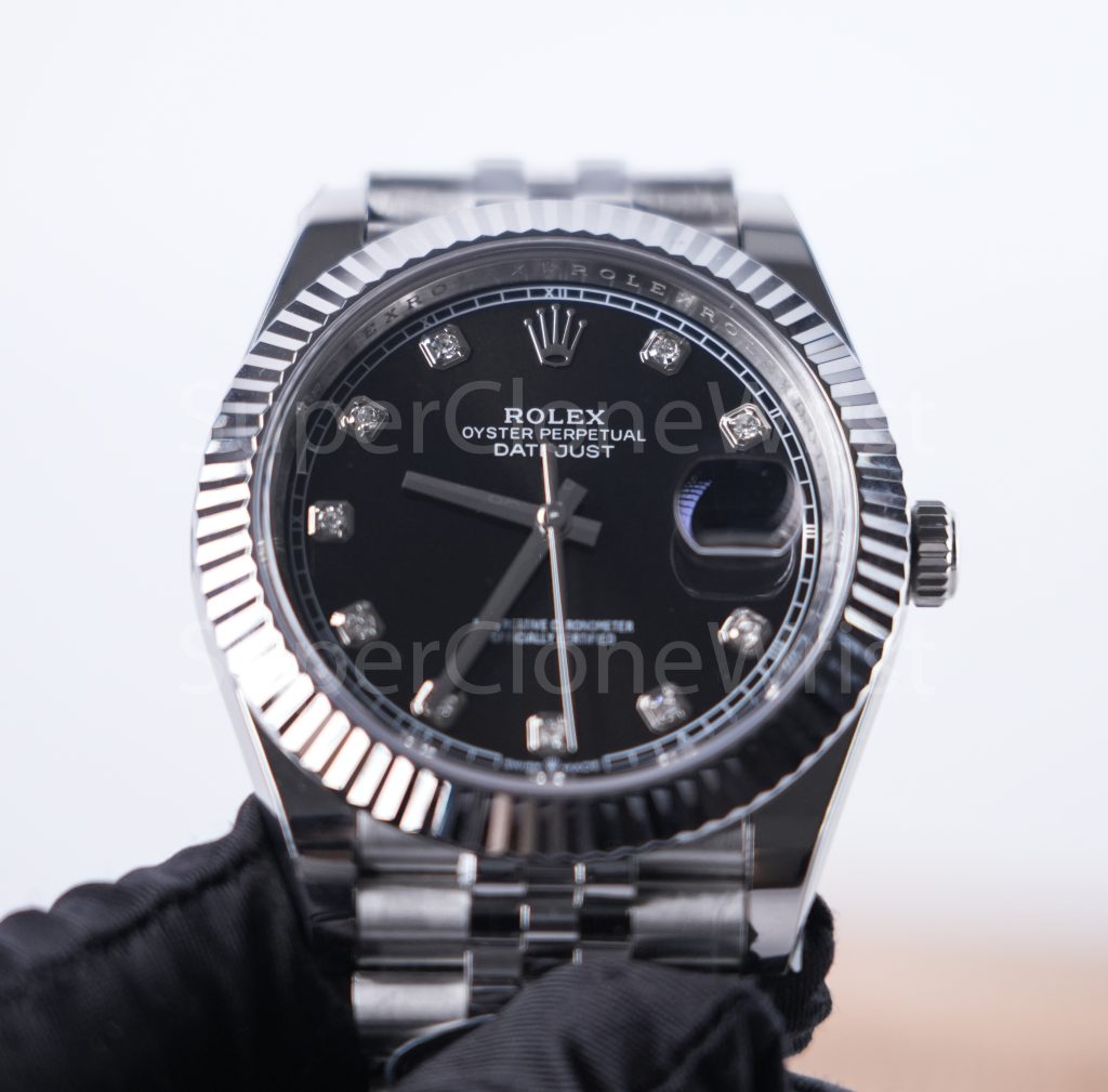 Rolex Datejust 126334 Steel Black Diamond Dial Jubilee Bracelet 41mm Replica Watches - 3