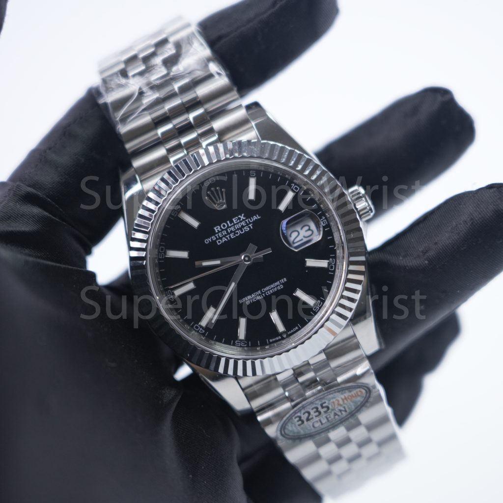 Rolex Datejust 126334 Steel Black Dial Fluted Bezel Jubilee Bracelet 41mm Replica Watches - 3