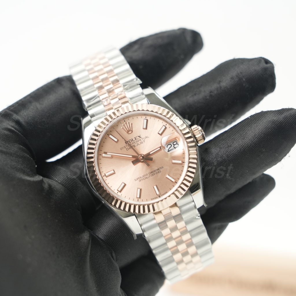Rolex Datejust Two-Tone Rose Gold Pink Sunray Dial Jubilee Bracelet 31mm Replica Watches - 3
