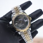 Rolex Datejust 126333 Two-Tone Yellow Gold Wimbledon Grey Sunray Roman Dial Fluted Bezel Jubilee Bracelet 41mm Replica Watches - 3