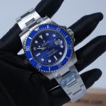 Rolex Submariner Steel Blue Dial Blue Bezel Oyster Bracelet 40mm Replica Watches - 3