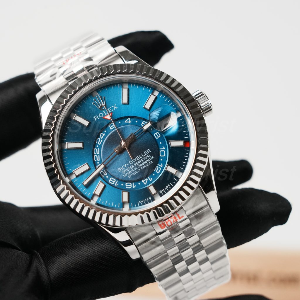 Rolex-Sky-Dweller-326934-Bright-Blue-Dial-Steel-42mm Super Clone Watches Replica Watches - 3