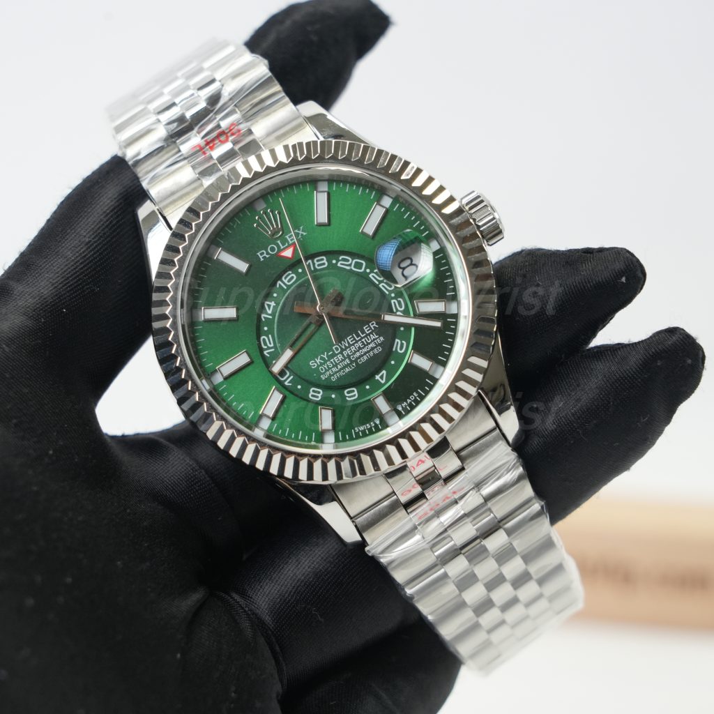 Rolex-Sky-Dweller-326934-Forest-Green-Dial-Steel-42mm Super Clone Watches Replica Watches - 3