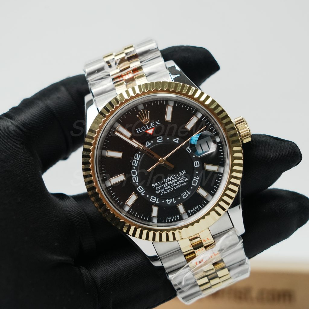 Rolex-Sky-Dweller-326933-Black-Dial-Steel-Gold-42mm Super Clone Watches Replica Watches - 3