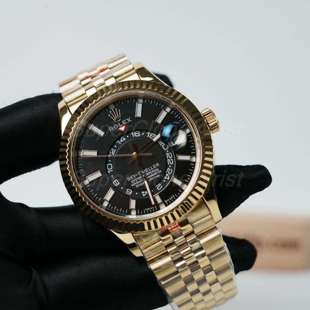 Rolex-Sky-Dweller-326238-Black-Dial-Yellow-Gold-42mm Super Clone Watches Replica Watches - 3
