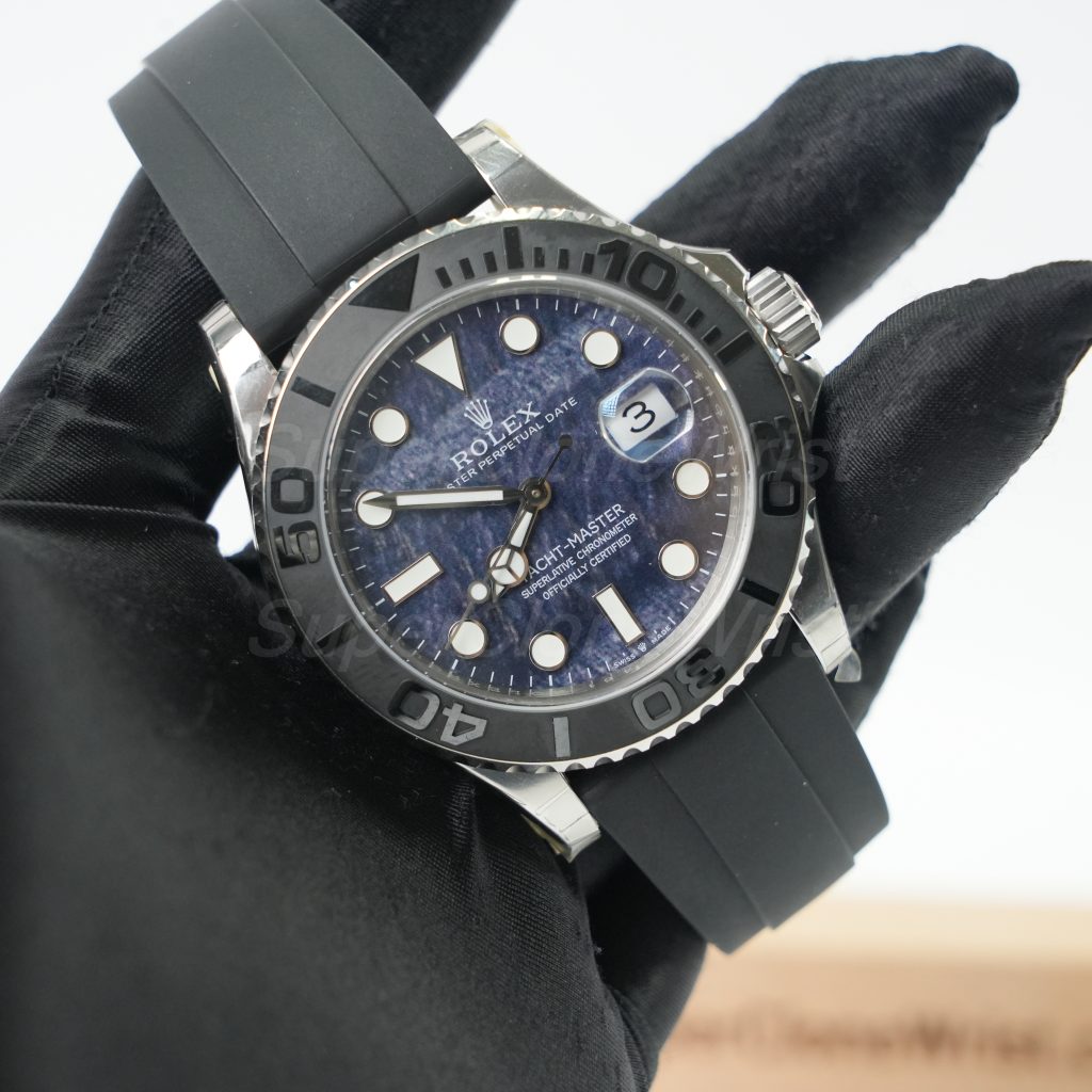 Rolex Yacht-Master 42 Falcon’s Eye Dial Black Bezel Rubber Strap 42mm Replica Watches - 3