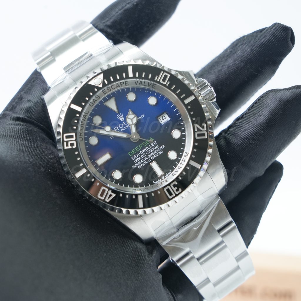 Rolex Sea-Dweller Deepsea Steel D-Blue Dial Black Ceramic Bezel Steel Oyster Bracelet 44mm Replica Watches - 3