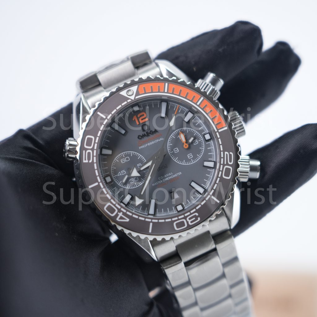 Omega Seamaster 215.30.46.51.99.001 Steel Grey Dial Grey/Orange Ceramic Bezel Steel Bracelet 45.5mm Replica Watches - 3