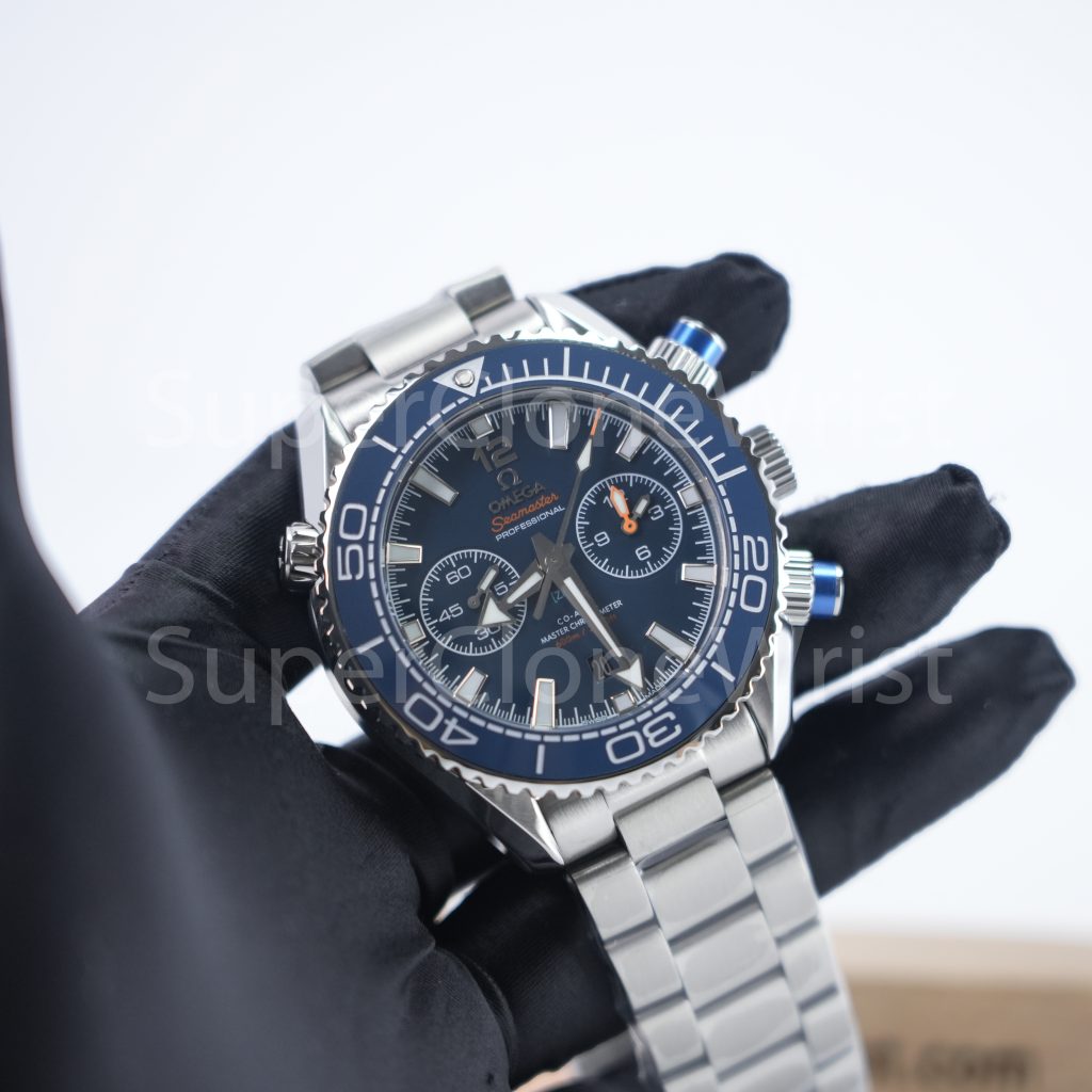Omega Seamaster Planet Ocean 600M Chronograph Steel Model Blue Dial Blue Ceramic Bezel Steel Bracelet 45.5mm Replica Watches - 3