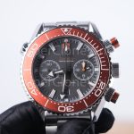 Omega Seamaster 215.30.46.51.99.001 Steel Grey Dial Orange Ceramic Bezel Steel Bracelet 45.5mm Replica Watches - 4