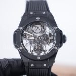 Hublot Big Bang 429.CX.0170.RX Black Ceramic Tourbillon Skeleton Dial Black Ceramic Bezel Black Rubber Strap 45mm Replica Watches - 4