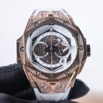 Hublot Big Bang Sang Bleu II King Gold Diamonds 418.OX.2001.RX.1604 Skeleton Dial 45mm Replica Watches - 4