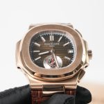 Patek Philippe Nautilus 5980R-001 Rose Gold Gradient Brown Dial Rose Gold Bezel Brown Alligator Leather Strap 40.5mm Replica Watches - 4