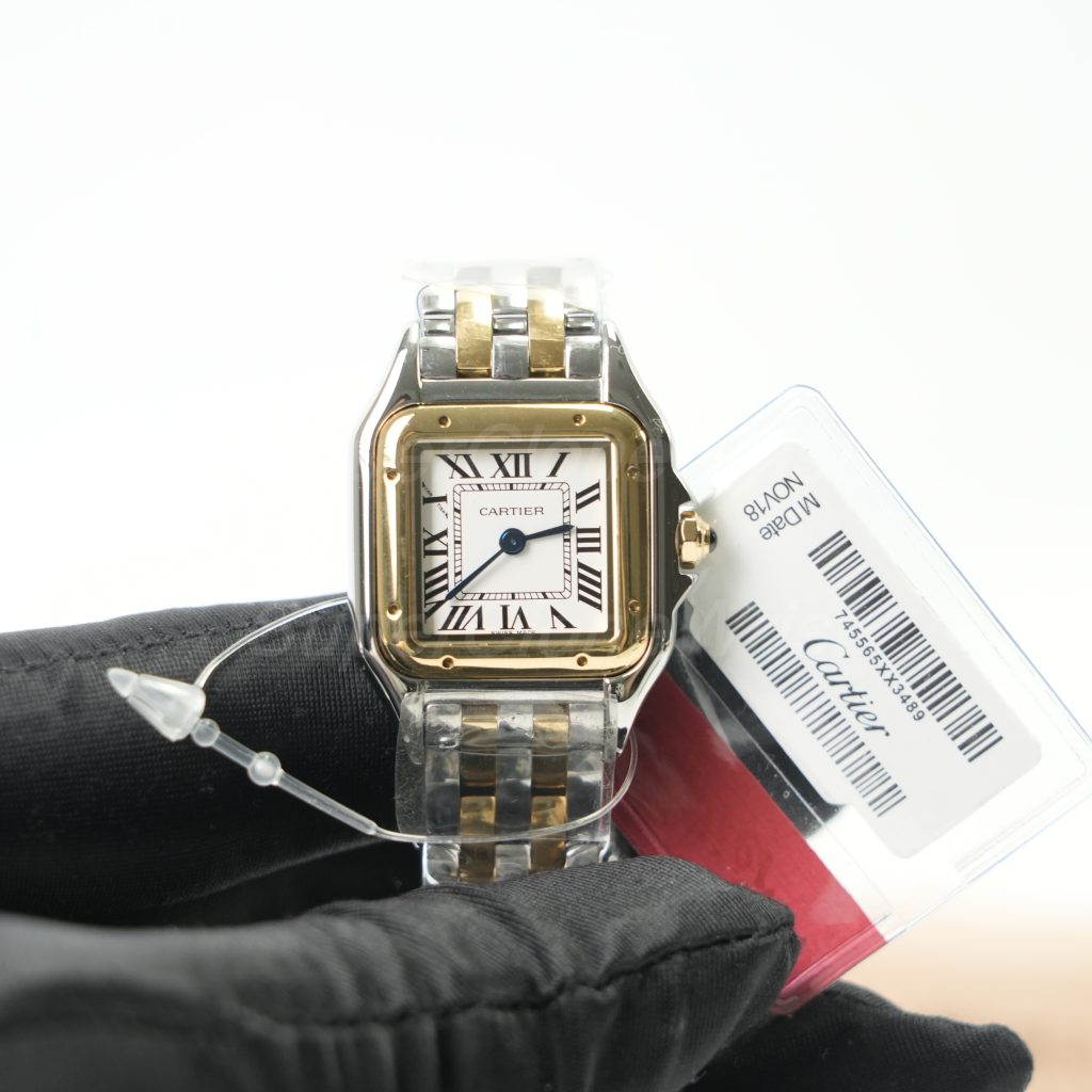 Cartier Panthère Steel and Yellow Gold White Dial Yellow Gold Bezel Steel and Yellow Gold Bracelet 22x30mm Replica Watches - 4