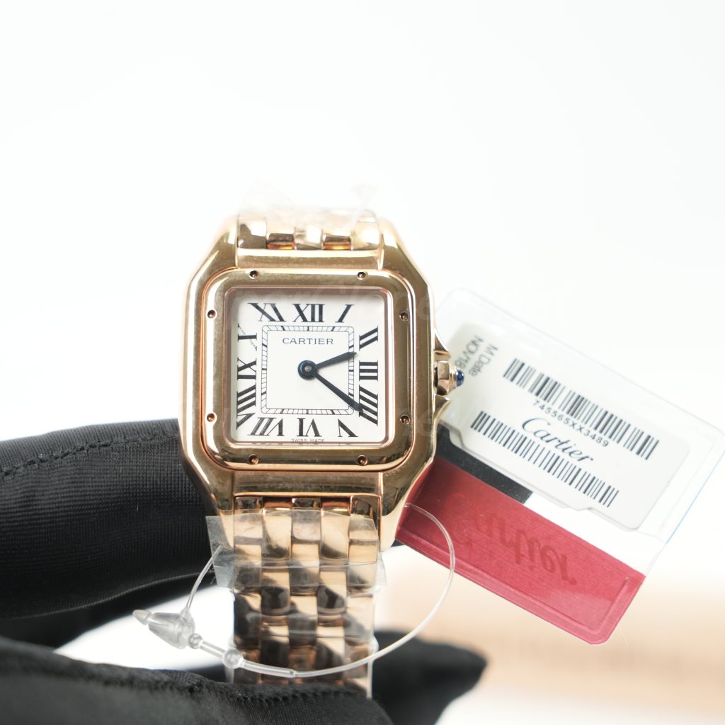 Cartier Panthère Rose Gold White Dial Rose Gold Bezel Rose Gold Bracelet 27x37mm Replica Watches - 4