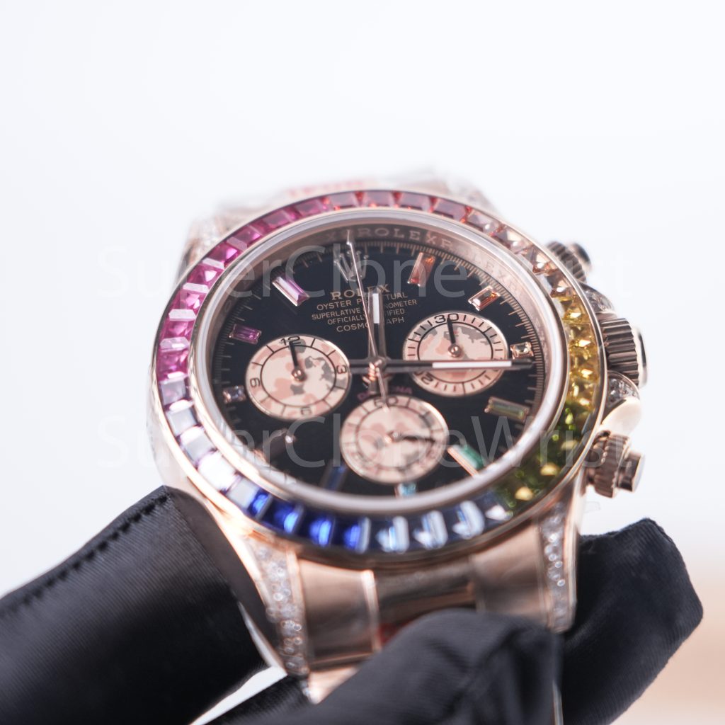 Rolex Cosmograph Daytona 116595 Rainbow Everose Gold Black Dial 40mm Replica Watches - 4