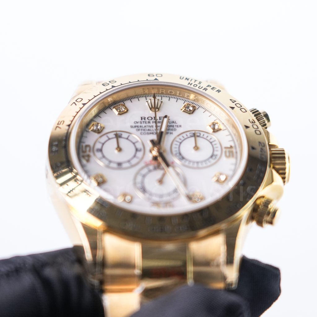 Rolex Daytona 116508 Yellow Gold White Mother-Of-Pearl Diamond Dial Yellow Gold Bezel Yellow Gold Bracelet 40mm Replica Watches - 4