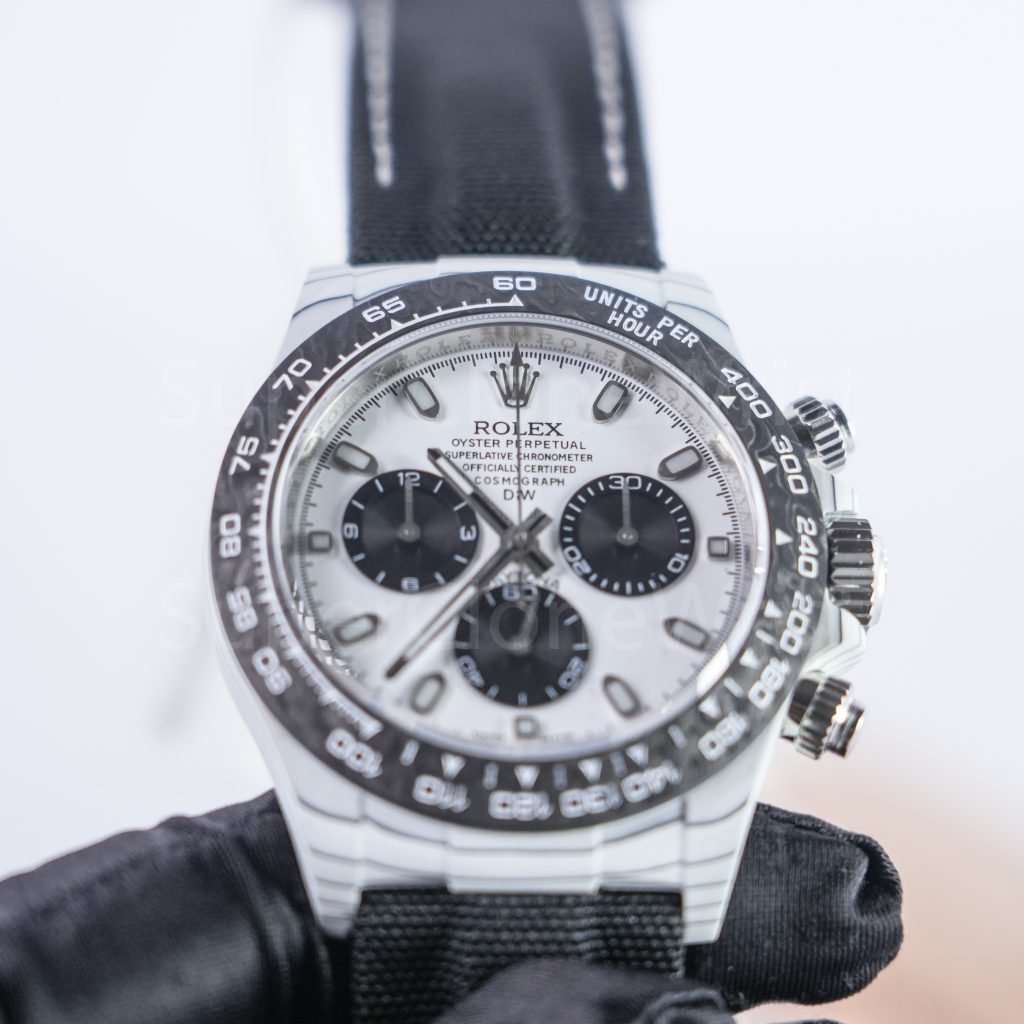 Rolex Cosmograph Daytona DiW Carbon Fiber White Dial 40mm Replica Watches - 4