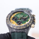 Rolex Daytona DiW Ramadan Carbon Fiber Green Gold Dial Carbon Fiber Bezel Green Fabric Strap 40mm Replica Watches - 4