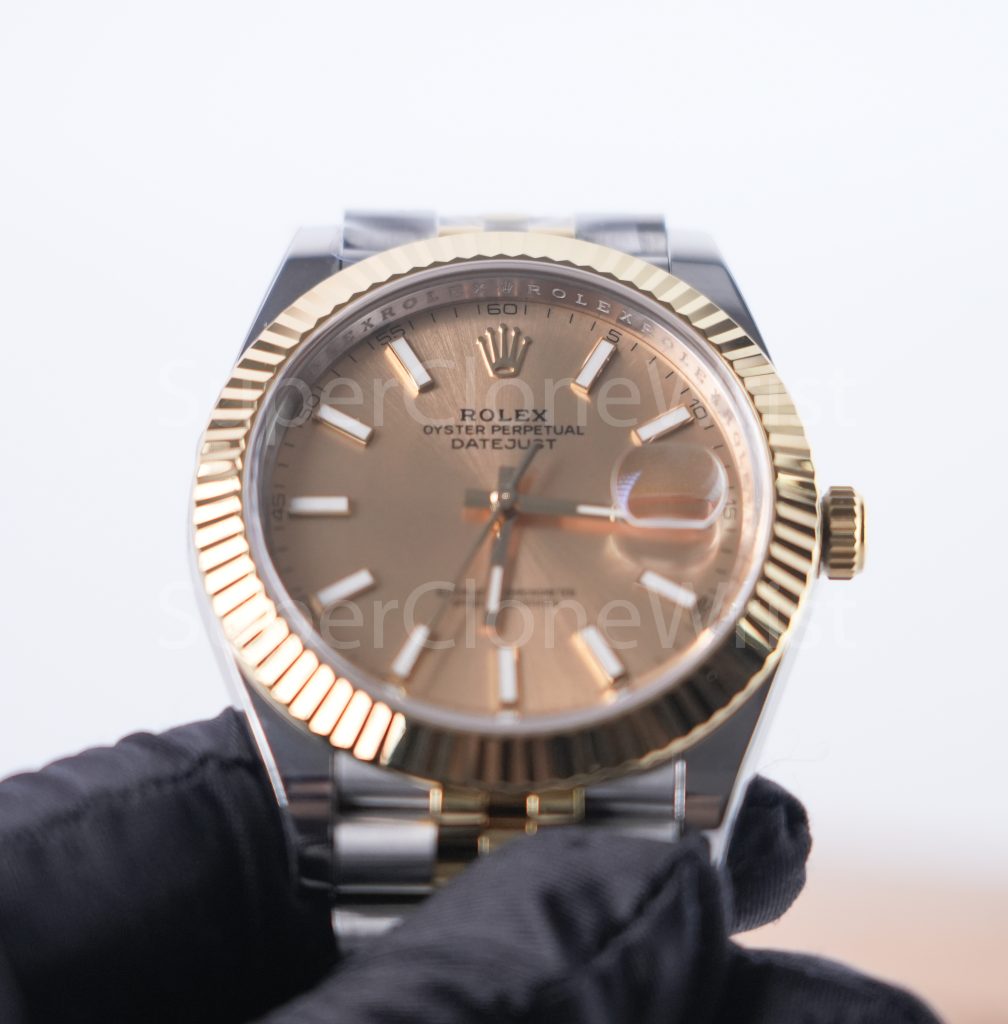 Rolex Datejust 126333 Two-Tone Yellow Gold Champagne Dial Fluted Bezel Jubilee Bracelet 41mm Replica Watches - 4