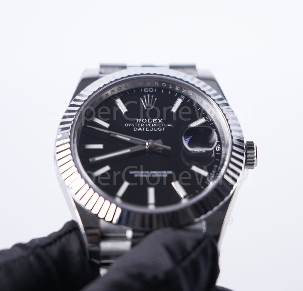 Rolex Datejust 126334 Steel Black Dial Fluted Bezel Jubilee Bracelet 41mm Replica Watches - 4