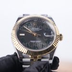 Rolex Datejust 126333 Two-Tone Yellow Gold Wimbledon Grey Sunray Roman Dial Fluted Bezel Jubilee Bracelet 41mm Replica Watches - 4