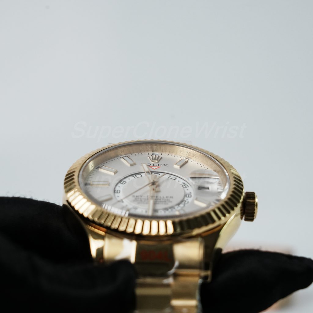 Rolex-Sky-Dweller-336239-White-Dial-Yellow-Gold-42mm Super Clone Watches Replica Watches - 4