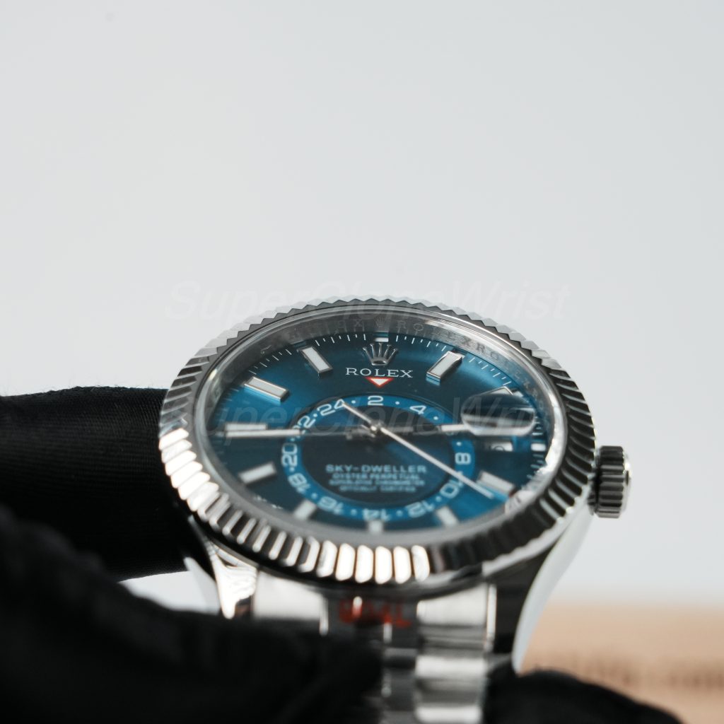 Rolex-Sky-Dweller-326934-Bright-Blue-Dial-Steel-42mm Super Clone Watches Replica Watches - 4