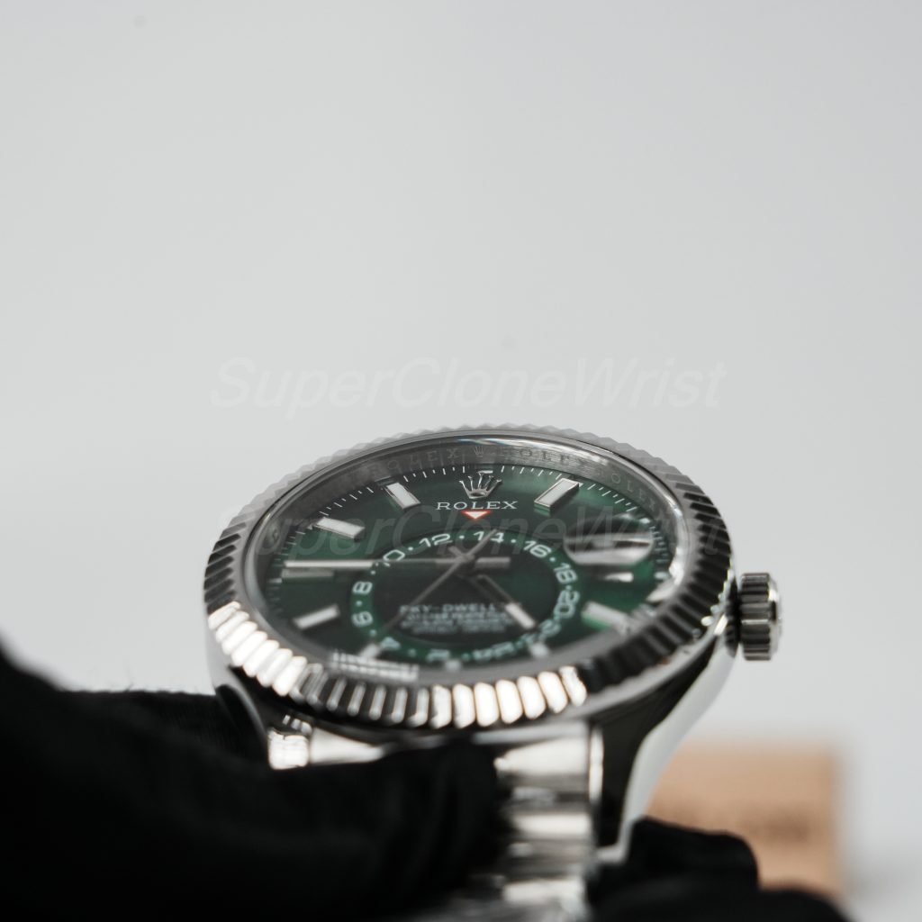 Rolex-Sky-Dweller-326934-Forest-Green-Dial-Steel-42mm Super Clone Watches Replica Watches - 4