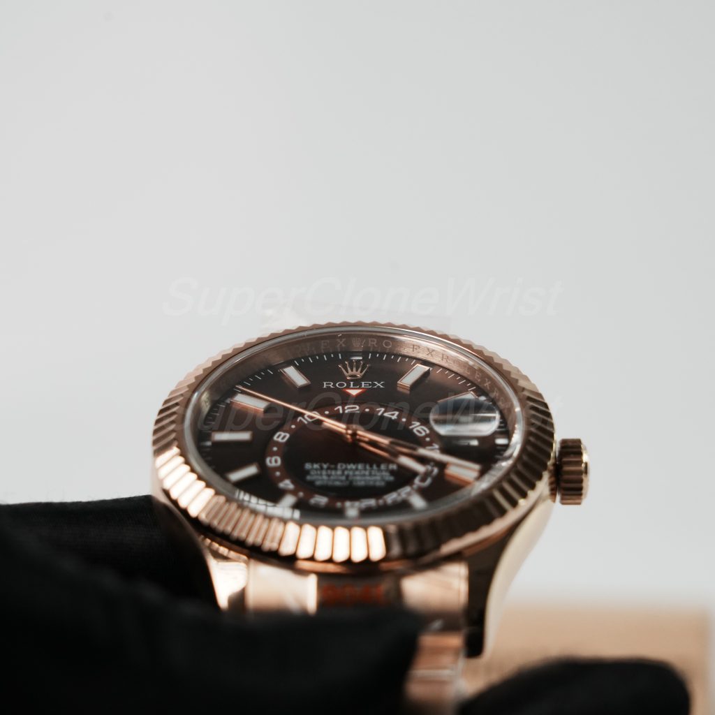 Rolex-Sky-Dweller-326235-Coffee-Dial-Rose-Gold-42mm Super Clone Watches Replica Watches - 4