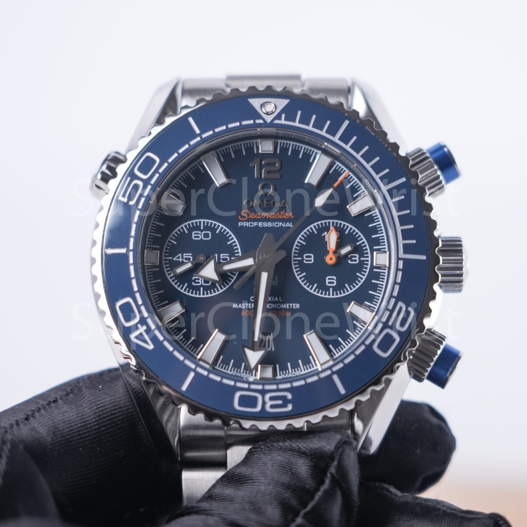 Omega Seamaster Planet Ocean 600M Chronograph Steel Model Blue Dial Blue Ceramic Bezel Steel Bracelet 45.5mm Replica Watches - 4
