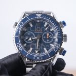 Omega Seamaster Planet Ocean 600M Chronograph Steel Model Blue Dial Blue Ceramic Bezel Steel Bracelet 45.5mm Replica Watches - 4