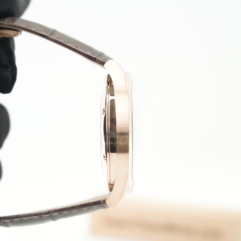 Cartier Drive de Cartier Rose Gold Cushion Case Silver Dial Brown Alligator Leather Strap 40mm Replica Watches - 5