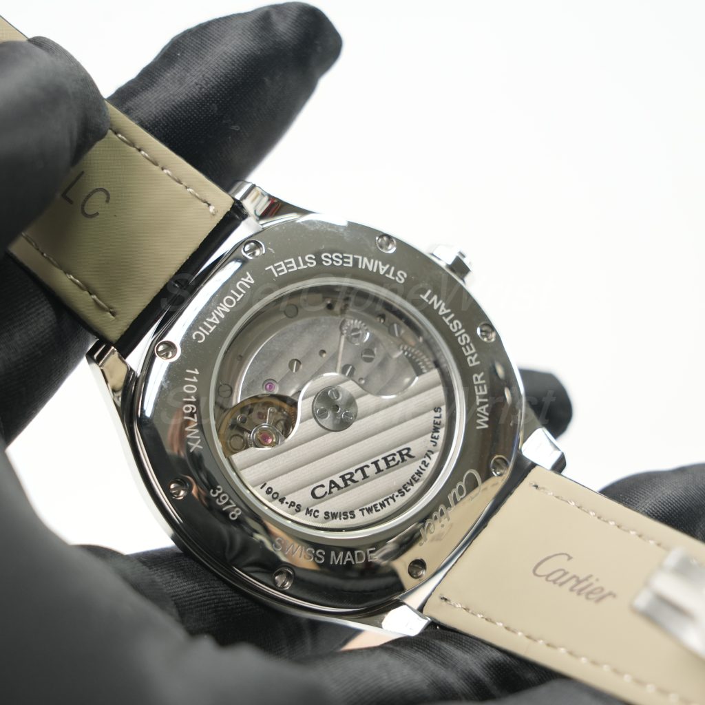 Cartier Drive de Cartier Steel Cushion Case Blue Dial Black Alligator Leather Strap 40mm Replica Watches - 6