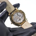 Cartier Drive de Cartier Yellow Gold Smooth Bezel Cushion Case White Dial Tourbillon Brown Alligator Leather Strap 40mm Replica Watches - 6
