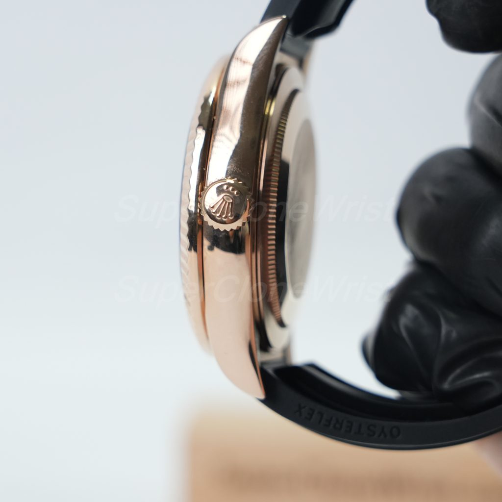 Rolex-Sky-Dweller-336235-White-Dial-Rose-Gold-Rubber-Strap-42mm Super Clone Watches Replica Watches - 6