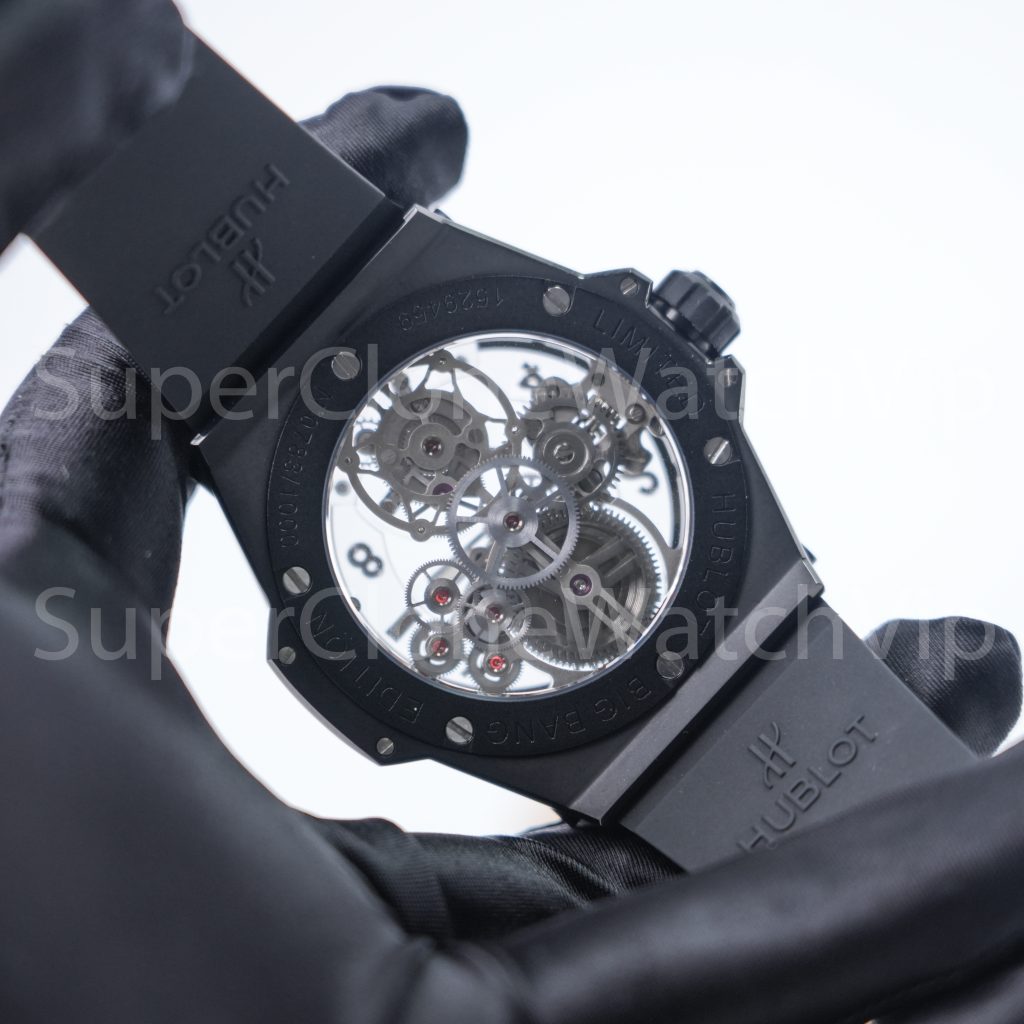 Hublot Big Bang 429.CX.0170.RX Black Ceramic Tourbillon Skeleton Dial Black Ceramic Bezel Black Rubber Strap 45mm Replica Watches - 7