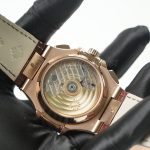Patek Philippe Nautilus 5980R-001 Rose Gold Gradient Brown Dial Rose Gold Bezel Brown Alligator Leather Strap 40.5mm Replica Watches - 7