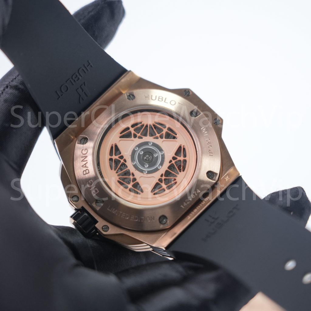 Hublot Big Bang Sang Bleu II King Gold Diamonds 418.OX.2001.RX.1604 Skeleton Dial 45mm Replica Watches - 7