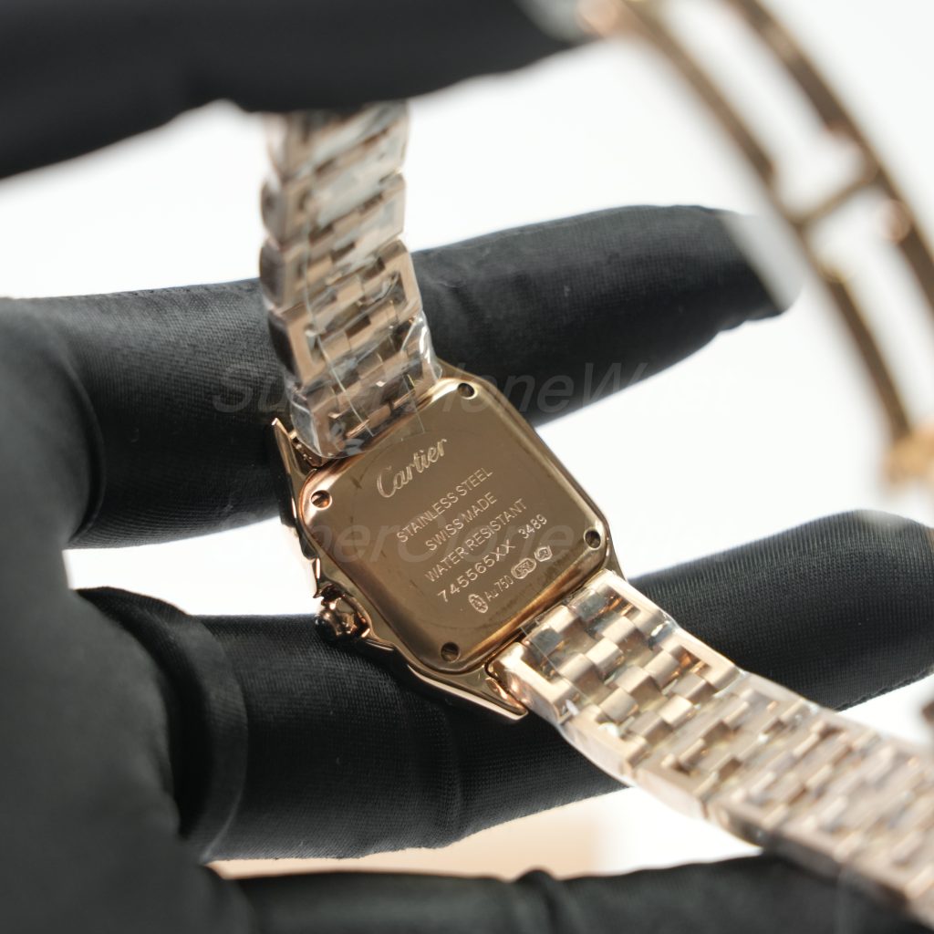 Cartier Panthère Rose Gold White Dial Rose Gold Bezel Rose Gold Bracelet 22x30mm Replica Watches - 7