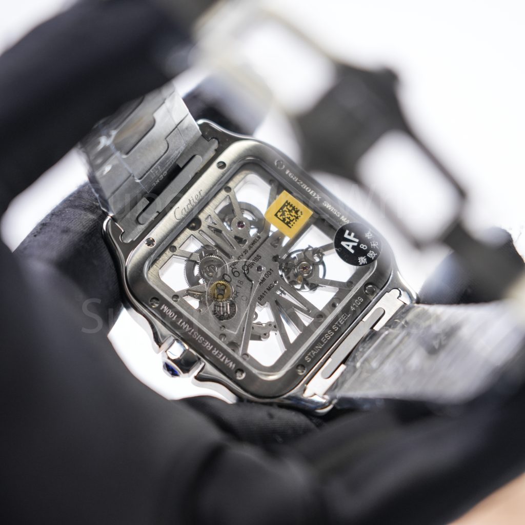 Cartier Santos WHSA0015 Steel Skeleton Dial Steel Bezel Steel Bracelet 39.8mm Replica Watches - 7