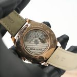 Cartier Drive de Cartier Rose Gold Diamond Bezel Cushion Case Black Dial Black Alligator Leather Strap 40mm Replica Watches - 7