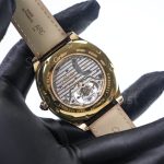 Cartier Drive de Cartier Yellow Gold Smooth Bezel Cushion Case White Dial Tourbillon Brown Alligator Leather Strap 40mm Replica Watches - 7