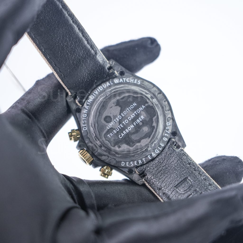 Rolex Daytona DiW "Desert Eagle" Carbon Fiber Beige Dial Carbon Fiber Bezel Beige Fabric Strap 40mm Replica Watches - 7