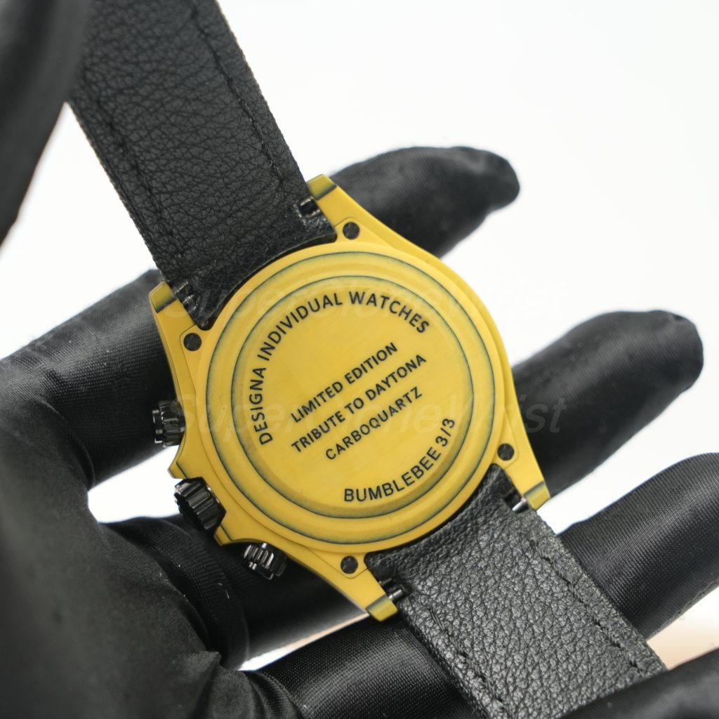 Rolex Daytona DiW Custom Bumblebee Yellow Carbon Black Yellow Panda Dial Carbon Bezel Black Fabric Strap 40mm Replica Watches - 7