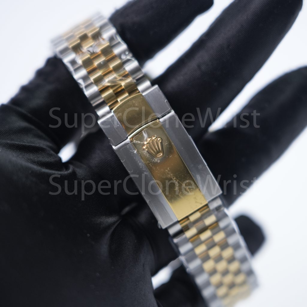 Rolex Datejust 126333 Two-Tone Yellow Gold Champagne Sunray Diamond Dial Fluted Bezel Jubilee Bracelet 41mm Replica Watches - 7